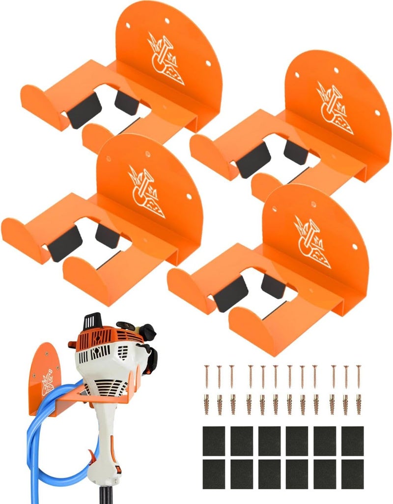 Fijaru Weedeater Rack & Garden Tool Hanger - 4 Pack - 180LB Heavy-Duty Alloy Steel Wall Mount Set, for Stihl Power Tools, Grass Trimmer, Garden Tools, Space-Saving Storage for Garage, Shed, Workshop - Image 1